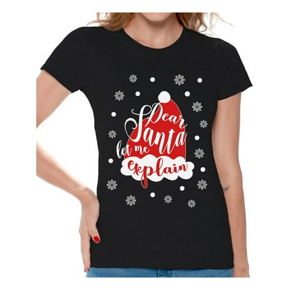 Awkward Styles Dear Santa Let Me Explain Tshirt for Women Dear Santa Shirts Funny Christmas Shirt for Women Xmas Women's Tshirt Holiday Gifts Holiday Shirt for Christmas Santa Hat Shirt Xmas Party