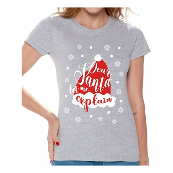 Awkward Styles Dear Santa Let Me Explain Tshirt for Women Dear Santa Shirts Funny Christmas Shirt for Women Xmas Women's Tshirt Holiday Gifts Holiday Shirt for Christmas Santa Hat Shirt Xmas Party