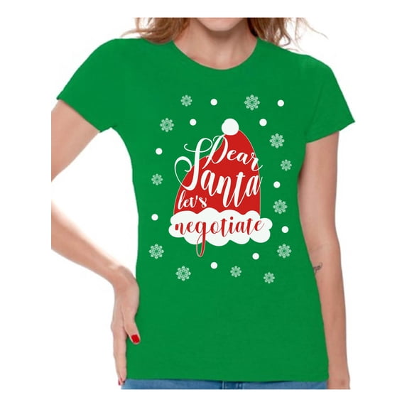 Awkward Styles Dear Santa Let's Negotiate Tshirt for Women Dear Santa Shirts Funny Christmas Shirt for Women Xmas Women's Tshirt Holiday Gifts Holiday Shirt for Christmas Santa Hat Shirt Xmas Party