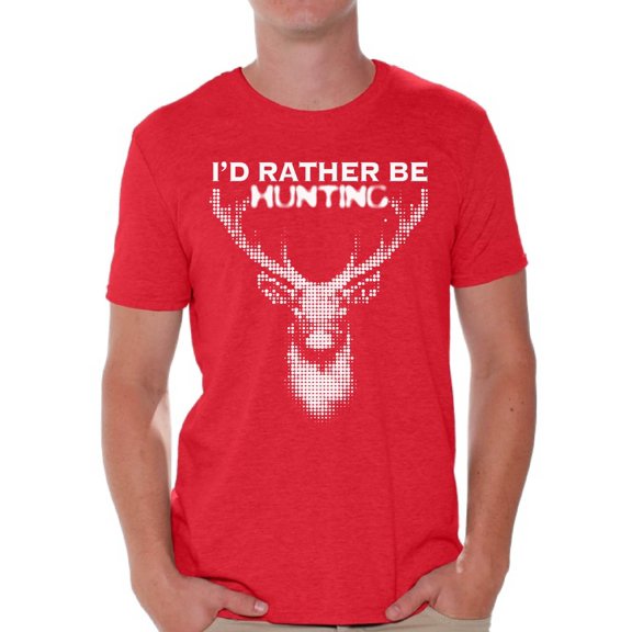Awkward Styles Deer Hunting Shirt for Him I Would Rather be Hunting Shirt for Boyfriend Deer Hunting Lovers Gifts Hunter T Shirt for Dad Hunting Tshirt for Men I'd Rather be Hunting Men's Shirt