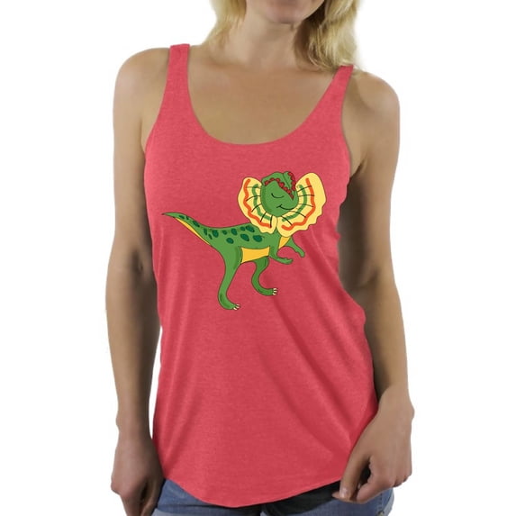 Awkward Styles Dilophosaurus Racerback Tank Top for Her Dinosaur Tanks Dilophosaurus Racerback Shirts Animal Shirts for Women Dilophosaurus Outfit Dinosaur Themed Party Dinosaur Gifts for Women