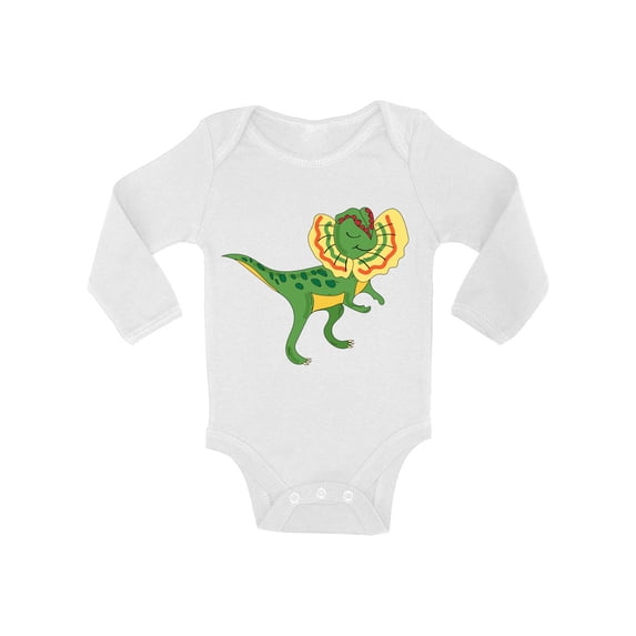 Awkward Styles Dilophosaurus Romper Baby Bodysuit Long Sleeve Dinosaur One Piece Top for Newborn Baby Dinosaur Gifts for Babies Cute Dinosaur Clothes for Baby Girl Animal Bodysuit for Baby Boy