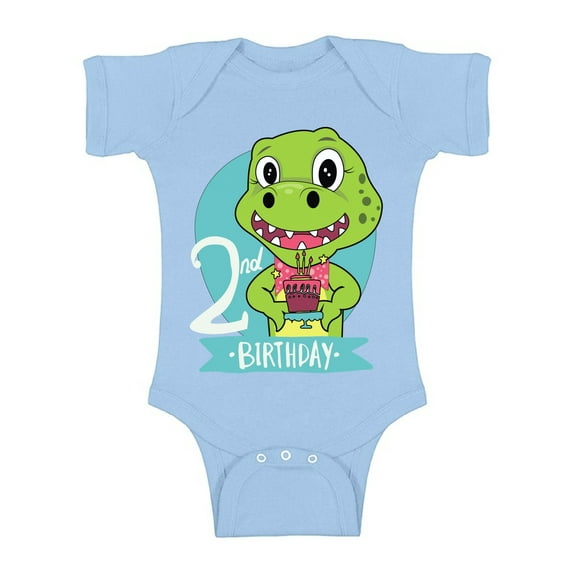Awkward Styles Dinosaur Birthday Baby Bodysuit Short Sleeve 2nd Birthday One Piece Top for Baby Dinosaur Themed Birthday Party Dinosaur Gifts for Baby Cute Gifts for 2 Year Old Dinosaur Bodysuit