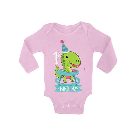 Awkward Styles Dinosaur Birthday Long Sleeve Bodysuit for Baby Dinosaur Gifts for Baby First Birthday Party Outfit 1st Birthday Gifts 1st Birthday One Piece Top for Baby Dinosaur Themed Party