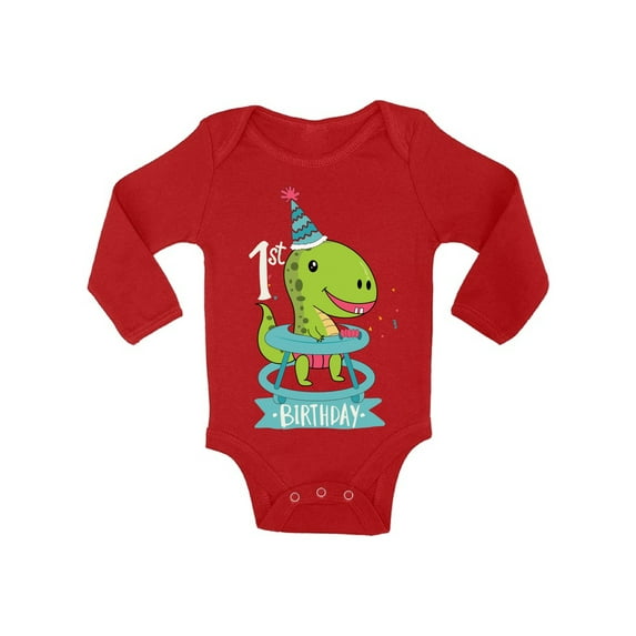 Awkward Styles Dinosaur Birthday Long Sleeve Bodysuit for Baby Dinosaur Gifts for Baby First Birthday Party Outfit 1st Birthday Gifts 1st Birthday One Piece Top for Baby Dinosaur Themed Party