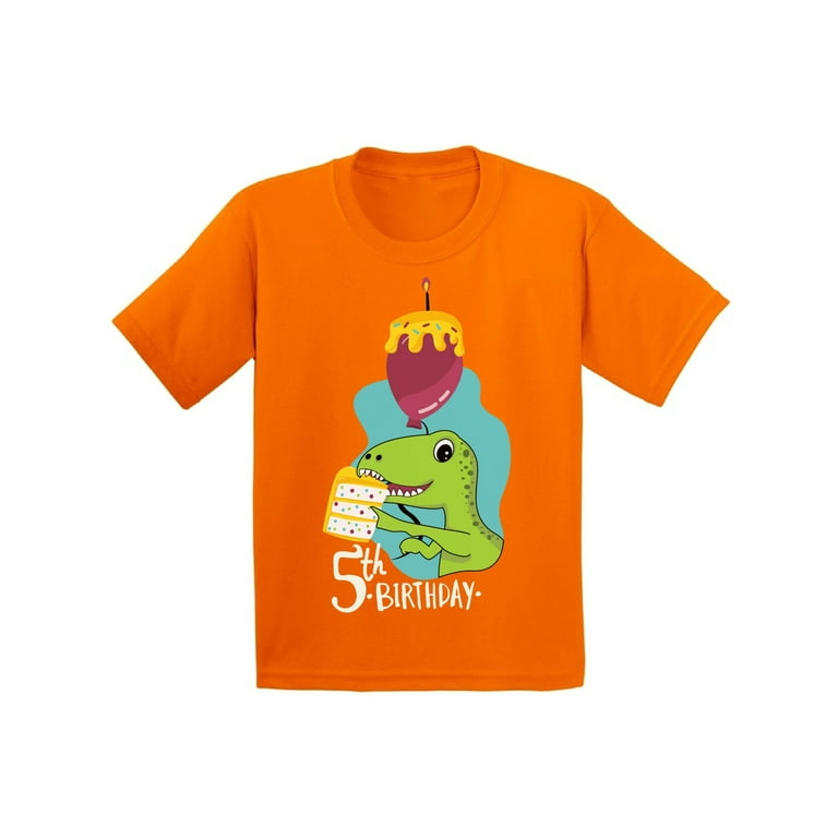 Kids 5th Birthday Dinosaur Gift T-Shirt For 5 Year Old Kids 5th Birthday Dinosaur Gift T-Shirt For 5 Year Old