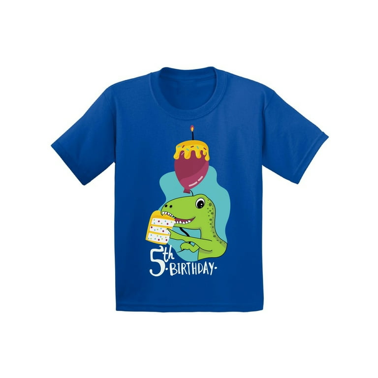 Kids 5th Birthday Dinosaur Gift T-Shirt For 5 Year Old Kids 5th Birthday Dinosaur Gift T-Shirt For 5 Year Old