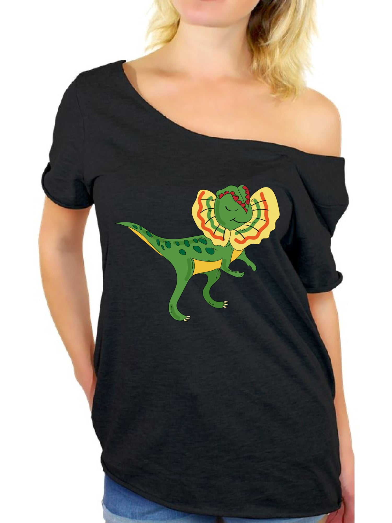 Awkward Styles Dinosaur Off Shoulder Tshirt Dilophosaurus Oversized ...