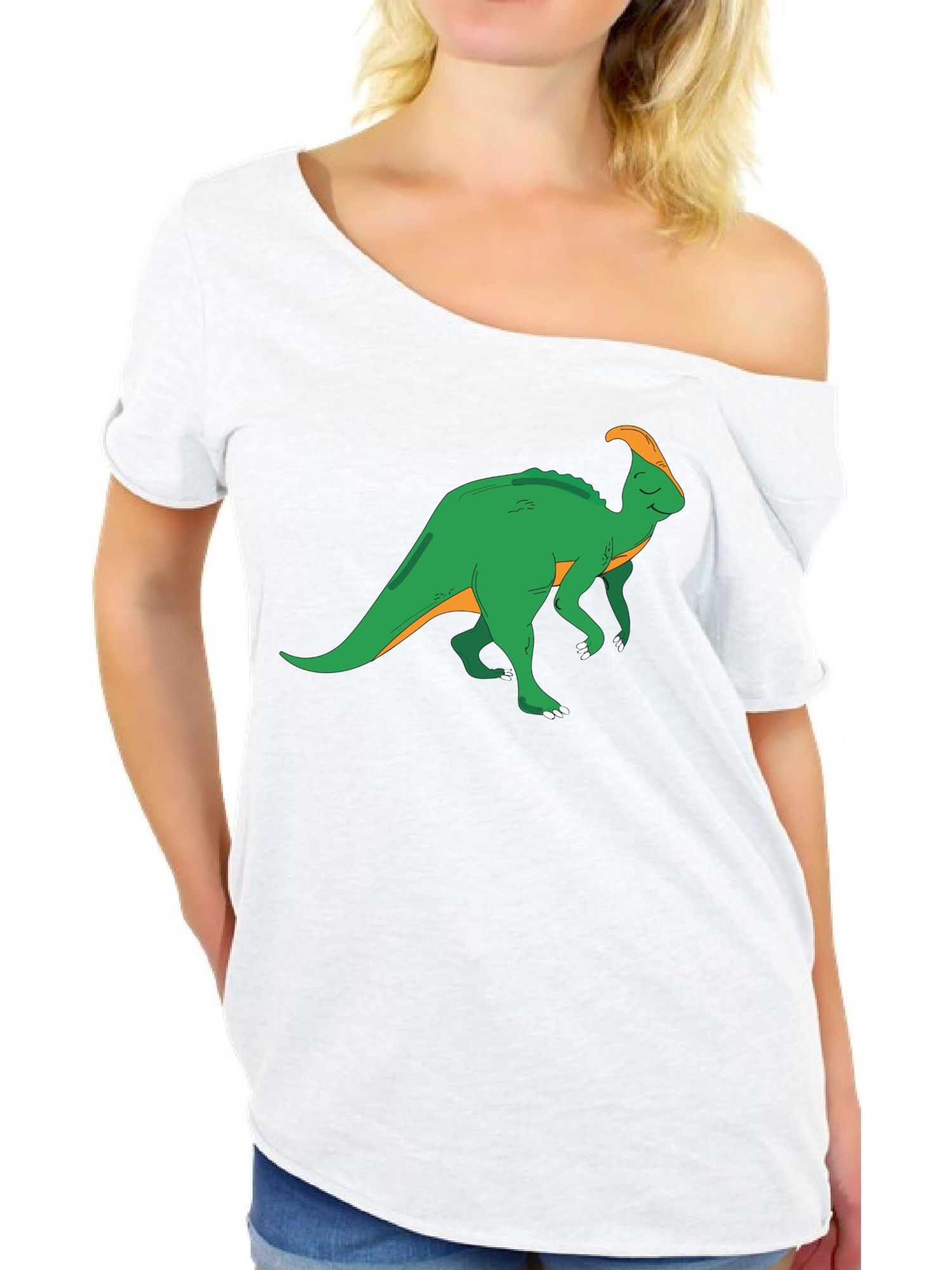 T-shirt Donna Jurassic World Parasaurolophus Square – Grigio Melange, Vestibilità Slim, Licenza Ufficiale