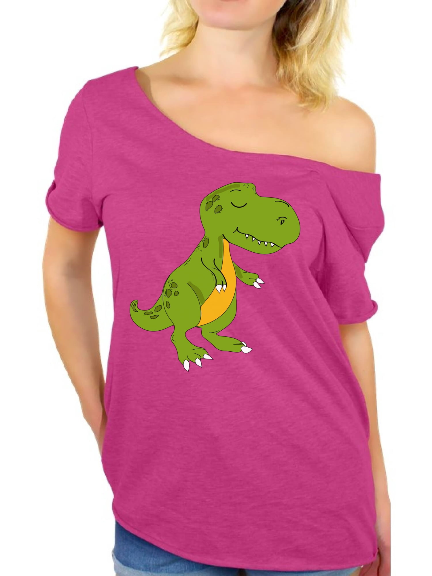 Awkward Styles Dinosaur Off The Shoulder Tshirt Tyrannosaurus Rex ...