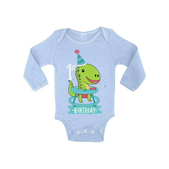 Awkward Styles Dinosaur One Piece 1st Birthday Baby Bodysuit Long Sleeve Baby Shower Gifts T Rex Birthday Party Cute Gifts for 1 Year Old Cute Dinosaur One Piece Top for Newborn Baby 1st Birthday