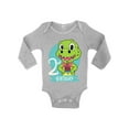 thumbnail image 1 of Awkward Styles Dinosaur One Piece 2nd Birthday Baby Bodysuit Long Sleeve Baby Shower Gifts T Rex Birthday Party Cute Gifts for 2 Year Old Cute Dinosaur One Piece Top for Newborn Baby 2nd Birthday, 1 of 4