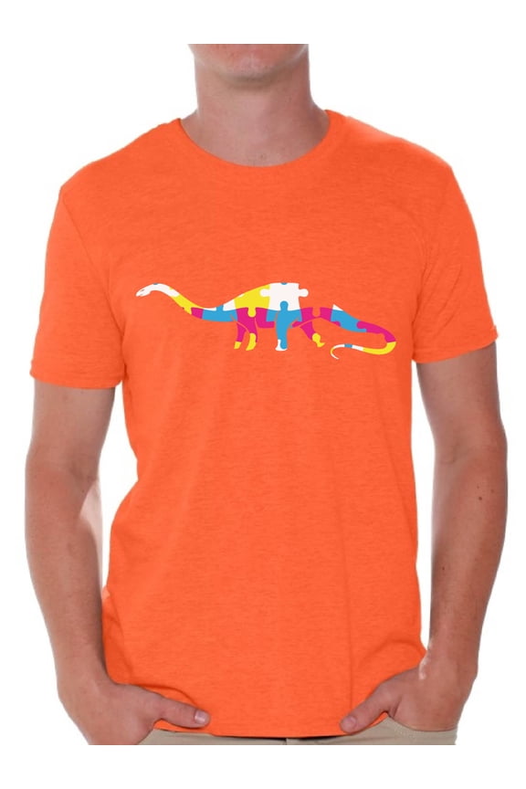 Dinosaur Puzzle Piece for Autism Awareness Men's Autism T Shirt Autism Awareness Shirts Autistic Pride Gifts for Him Autism Tshirt Dinosaur Gifts for Autism Autism Support Tshirt