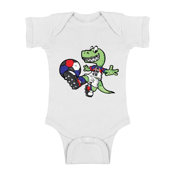 Awkward Styles Dinosaur Soccer Short Sleeve Baby Bodysuit France Baby Bodysuit