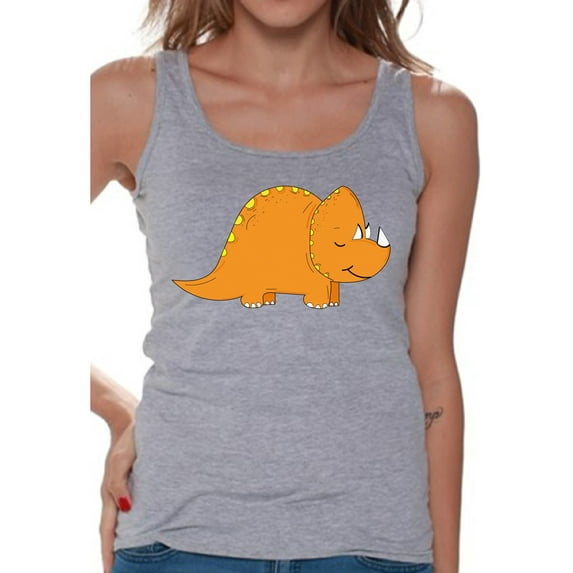Awkward Styles Dinosaur Tanks Triceratops Shirts for Women Triceratops Tank Top Spirit Animal Shirts for Women Triceratops Outfit Gifts for Her Dinosaur Themed Party Dinosaur Gifts for Women