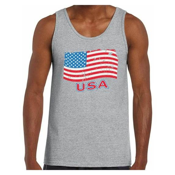Awkward Styles Distressed Flag USA Men Tank Top Made in the USA 4th of July Shirt for Men USA Pride USA Men Tank Stripes and Stars 4th of July Top for Men United States of America