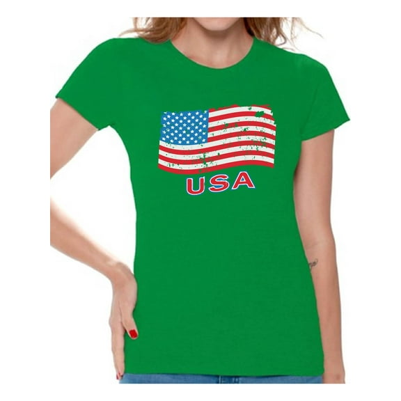 Awkward Styles Distressed Flag USA Women Shirt Flag Gifts 4th of July T shirt for Women I'm American Patriotic Women Tshirt 4th of July Gifts 4th of July T-shirt for Women Proud American