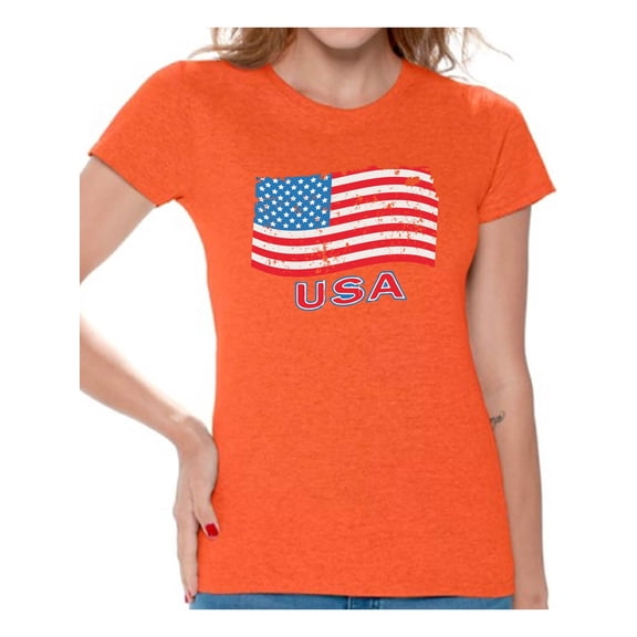 Awkward Styles Distressed Flag USA Women Shirt Flag Gifts 4th of July T shirt for Women I'm American Patriotic Women Tshirt 4th of July Gifts 4th of July T-shirt for Women Proud American