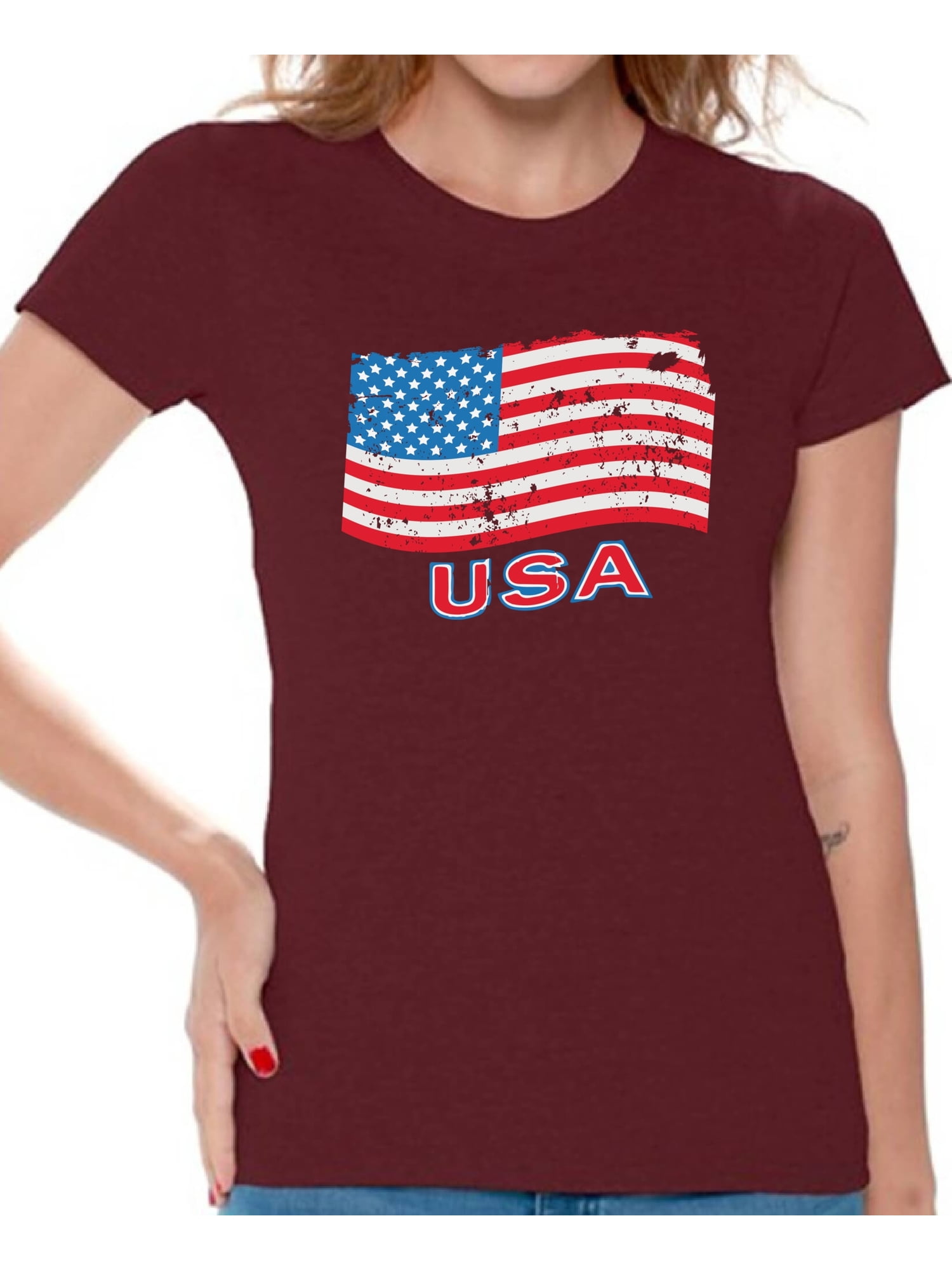 World Cup Distressed Flag USA T-Shirt - Dark Heather, Men's & Women's Casual Tee, Patriotic Soccer Fan Shirt