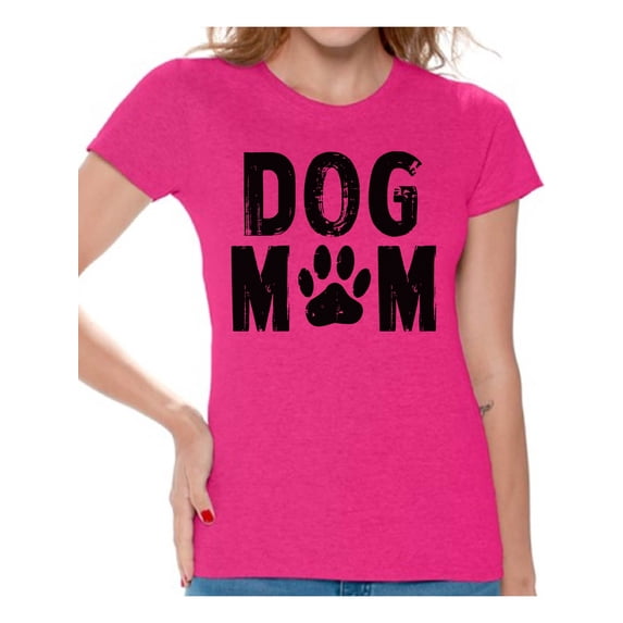 Awkward Styles Dog Mom T-Shirt Black Paw T Shirts for Women