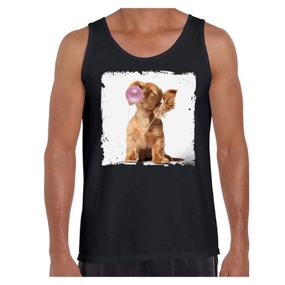 Awkward Styles Dog Tank Top Men Shirt Dog Tank Top Puppy Chewing Pink Gum Cute Puppy T Shirt Animal Tank Top for Men Puppy with Pink Gum T Shirt Animal Men Shirt Funny Animal Gifts Puppy Clothing