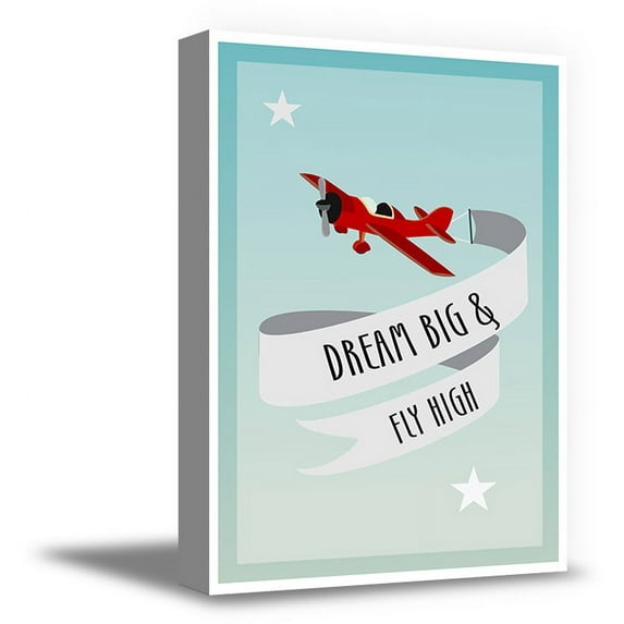 Awkward Styles Dream Big and Fly High Kids Room Canvas Motivational Wall Art Baby Boy Room Decor Baby Girl Room Decor Ready to Hang Picture Newborn Baby Room Wall Decor Plane Wallpapers Made in USA