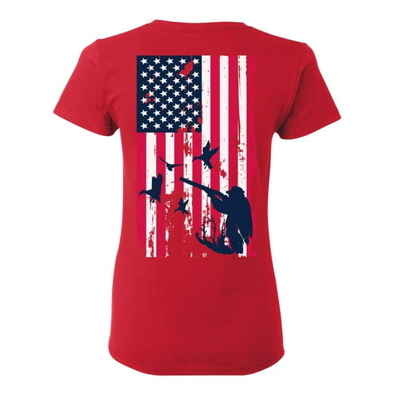 Awkward Styles Duck Hunting Back Print T Shirt Hunting Clothes for Her Duck Hunt Print on the Back Shirt for Girlfriend Fowling T Shirt Hunting Lovers Gifts Hunter T Shirt for Wife I Love Hunting Shir
