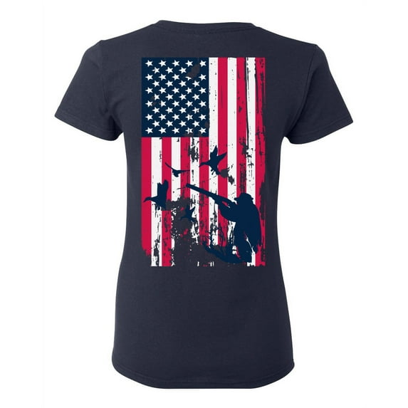 Awkward Styles Duck Hunting Back Print T Shirt Hunting Clothes for Her Duck Hunt Print on the Back Shirt for Girlfriend Fowling T Shirt Hunting Lovers Gifts Hunter T Shirt for Wife I Love Hunting Shir