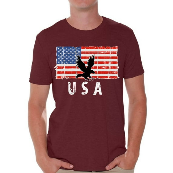 Awkward Styles Eagle USA Men Shirt Gifts for Men Retro USA Men T shirt Independence Day USA Flag Tshirt for Men I'm American Vintage USA Men T-shirt 4th of July Gifts Military Shirts for Men