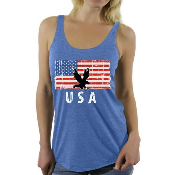 Awkward Styles Eagle USA Women Racerback Tank Top USA Patriotic Gifts Vintage USA Women Shirt Independence day Retro USA Tank for Women Gifts for Women Eagle Women Tshirt I'm American