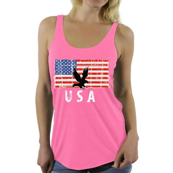 Awkward Styles Eagle USA Women Racerback Tank Top USA Patriotic Gifts Vintage USA Women Shirt Independence day Retro USA Tank for Women Gifts for Women Eagle Women Tshirt I'm American