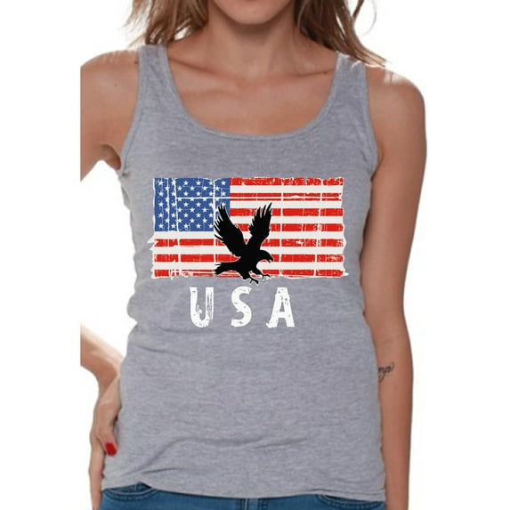 Awkward Styles Eagle USA Women Tank Top Made in the USA Military Shirt for Women 51 States Pro America Women Tank Free to Be Me 4th of July Top for Women One Nation USA Patriotic Women Tshirt