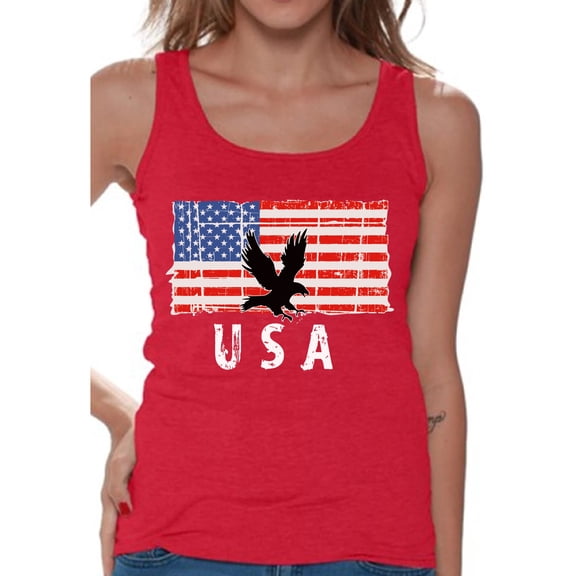 Awkward Styles Eagle USA Women Tank Top Made in the USA Military Shirt for Women 51 States Pro America Women Tank Free to Be Me 4th of July Top for Women One Nation USA Patriotic Women Tshirt