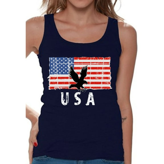 Awkward Styles Eagle USA Women Tank Top Made in the USA Military Shirt for Women 51 States Pro America Women Tank Free to Be Me 4th of July Top for Women One Nation USA Patriotic Women Tshirt