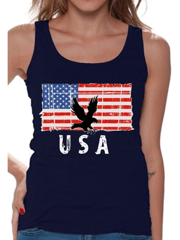 Eagle USA Women Tank Top Made in the USA Military Shirt for Women 51 States Pro America Women Tank Free to Be Me 4th of July Top for Women One Nation USA Patriotic Women Tshirt