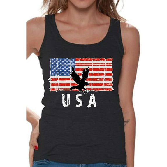 Awkward Styles Eagle USA Women Tank Top Made in the USA Military Shirt for Women 51 States Pro America Women Tank Free to Be Me 4th of July Top for Women One Nation USA Patriotic Women Tshirt