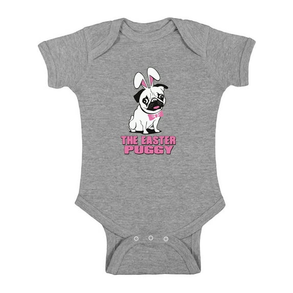Awkward Styles The Easter Puggy Baby Bodysuit Short Sleeve Easter One Piece Top for Baby Easter Outfit Easter Holiday Gifts First Easter One Piece Top Funny Easter Outfit Easter Pug Bodysuit for Baby