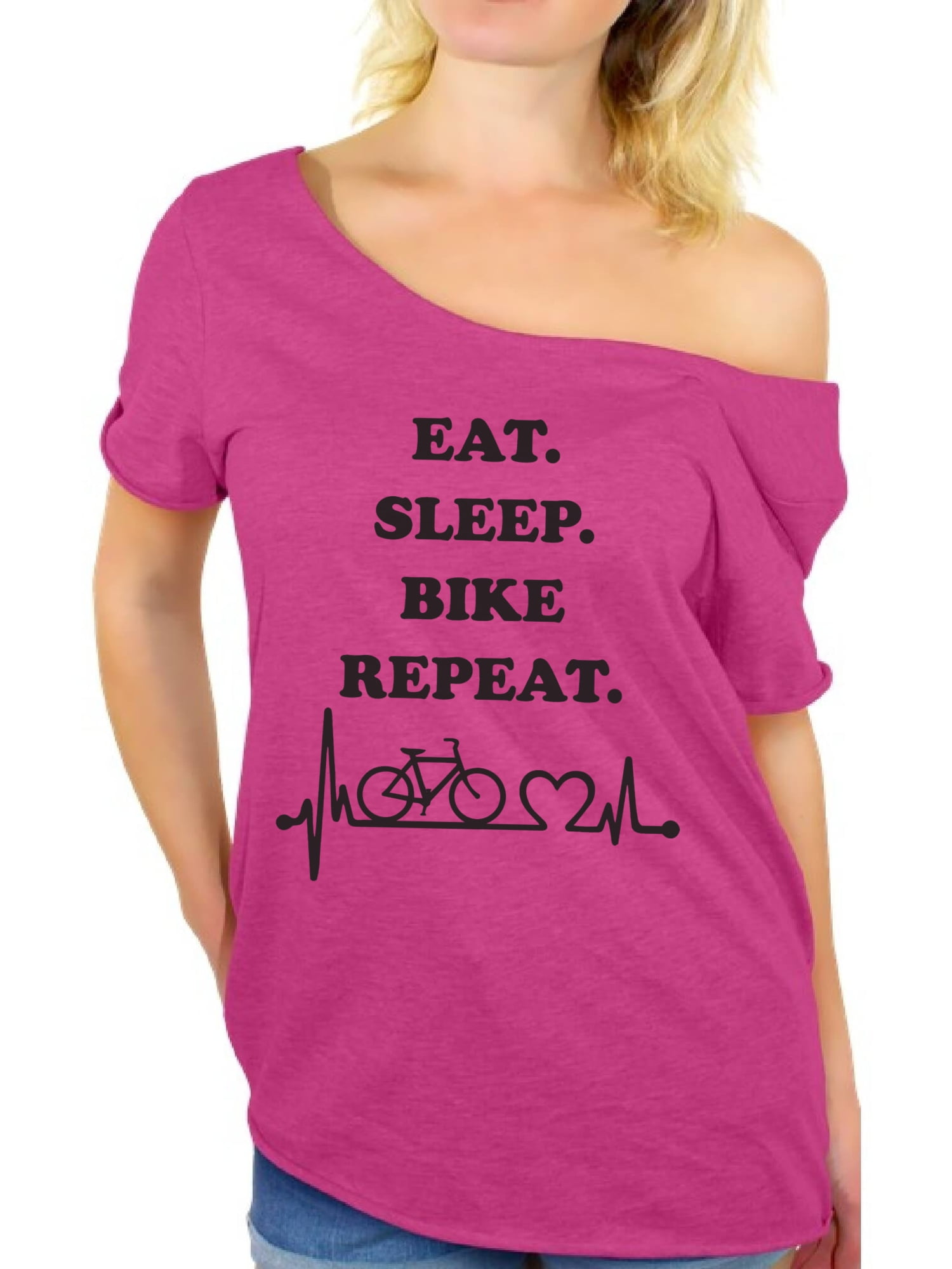 Ride Bicycle Pattern Print Women Off Shoulder Sweatshirt