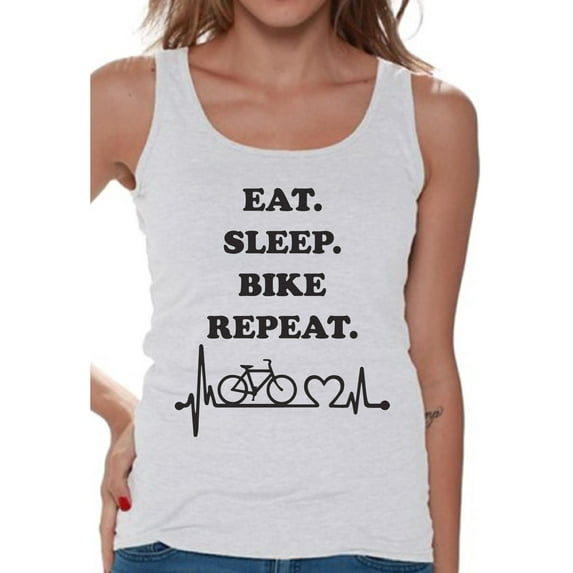 Awkward Styles Eat Sleep Bike Women Tank Top Biker T Shirt for Wife I Love Biking Tank Top for Women Biking Clothes for Her Eat Sleep Bike Tanks Biker's Tank Top for Girlfriend Biking Lovers