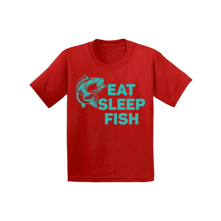 Awkward Styles Eat Sleep Fish Kids Shirt Fishing T Shirt for Boys Eat Sleep Fish T Shirt for Girls Fishing Lovers Gifts for Children Fisher T Shirt