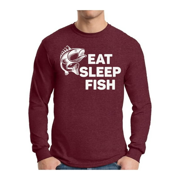 Awkward Styles Eat Sleep Fish Men Long Sleeve Shirt Fisher T Shirt for Men Fishing Lovers Gifts Men's Fisher Tee I Love Fishing