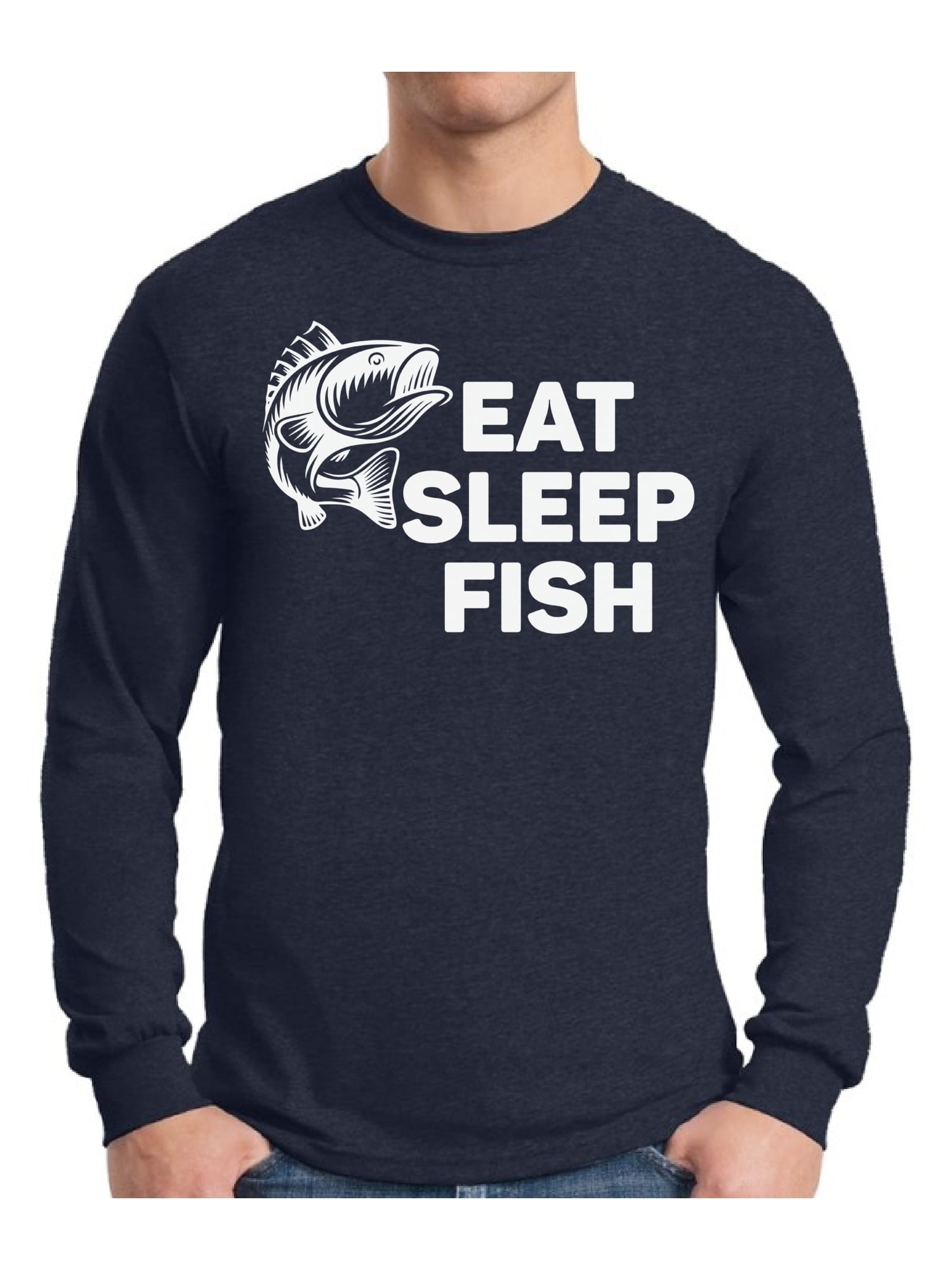 Awkward Styles Eat Sleep Fish Men Long Sleeve Shirt Fisher T Shirt for Men Fishing  Lovers Gifts Men's Fisher Tee I Love Fishing 