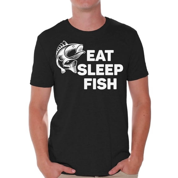 Awkward Styles Eat Sleep Fish Men T-Shirt Short Sleeve Fisher T Shirt for Men Fishing Lovers Gifts Men's Fisher Tee I Love Fishing