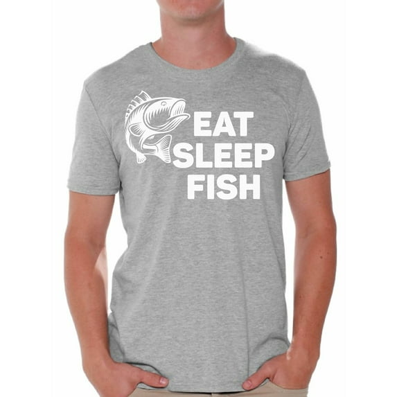 Awkward Styles Eat Sleep Fish Men T-Shirt Short Sleeve Fisher T Shirt for Men Fishing Lovers Gifts Men's Fisher Tee I Love Fishing
