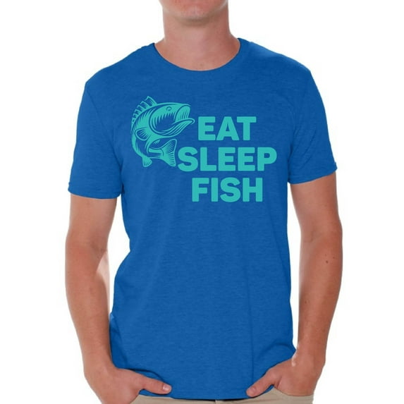 Awkward Styles Eat Sleep Fish Men's T Shirt Fishing Clothes for Him I Love Fishing Shirt for Boyfriend Fishing Lovers Clothes Collection Fisher T Shirt for Dad Eat Sleep Fish Shirt for Men