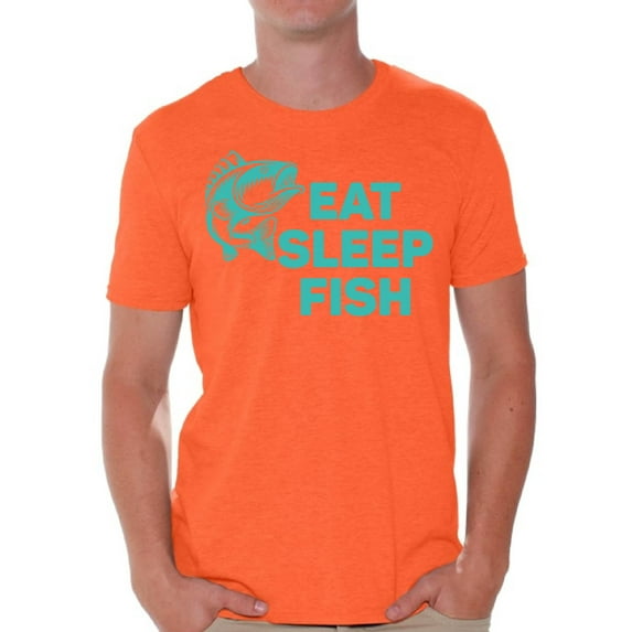 Awkward Styles Eat Sleep Fish Men's T Shirt Fishing Clothes for Him I Love Fishing Shirt for Boyfriend Fishing Lovers Clothes Collection Fisher T Shirt for Dad Eat Sleep Fish Shirt for Men