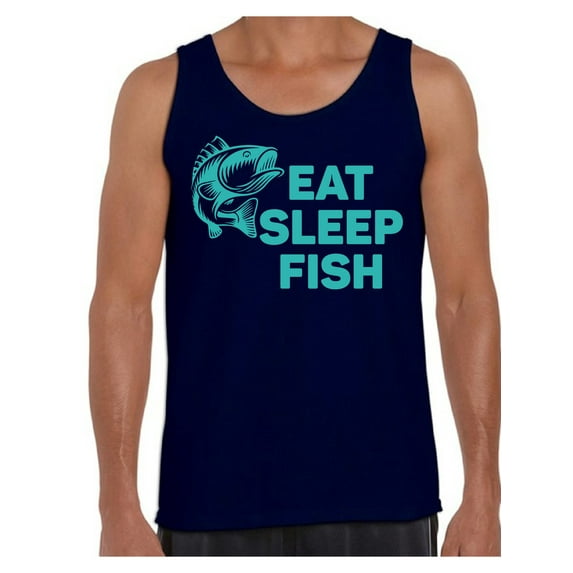 Awkward Styles Eat Sleep Fish Men's Tank Top Fishing T-Shirt for Him Eat Sleep Fish Tanks Fisher's Tank Top for Boyfriend Fishing Lovers Gifts Fisher Tank Top for Dad I Love Fishing Shirt for Men