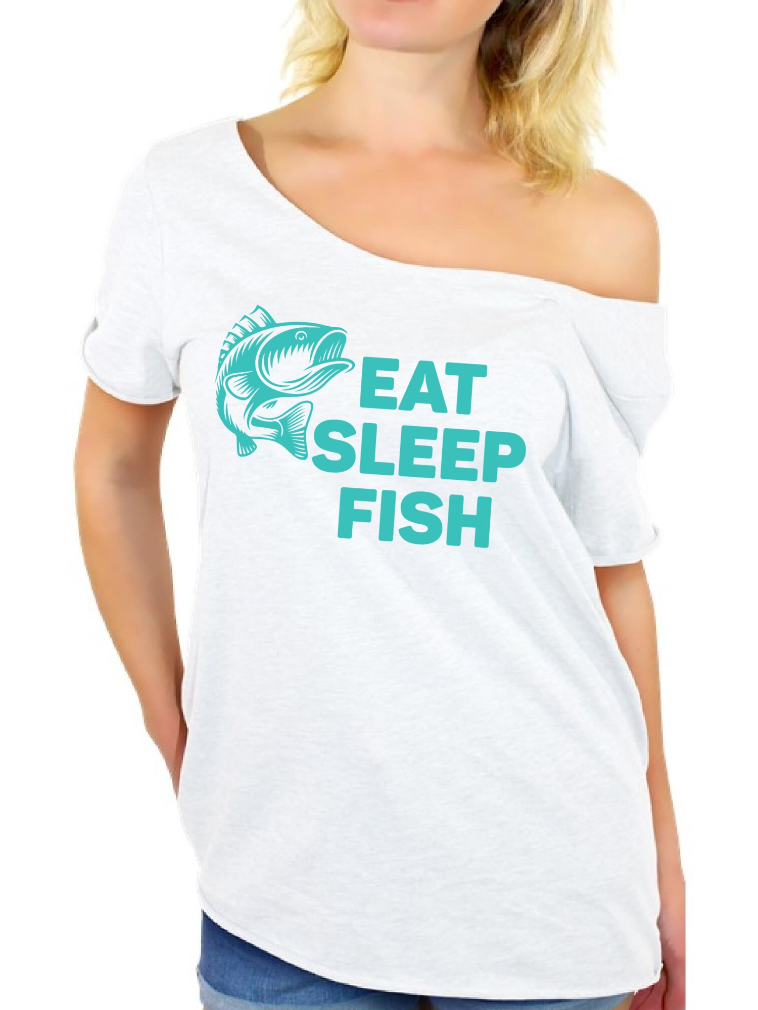 Awkward Styles Eat Sleep Fish Off The Shoulder Shirt Fisher Off ...