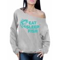 thumbnail image 1 of Awkward Styles Eat Sleep Fish Off The Shoulder Sweatshirt Fisher Off Shoulder Sweater for Mom I Love Fishing Oversized Sweater for Women Fishing Clothes Eat Sleep Fish Sweater Fishing Sweatshirt, 1 of 4