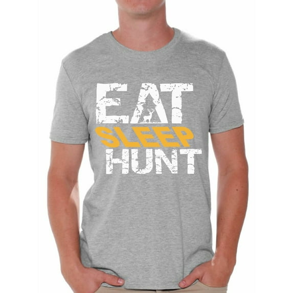 Awkward Styles Eat Sleep Hunt Men's T Shirt Hunting Clothes for Him I Love Hunting Shirt for Boyfriend Hunting Lovers Clothes Collection Hunter T Shirt for Dad Eat Sleep Hunt Shirt for Men